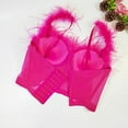 thumbnail image 5 of Xfvqtps Womens Feather Corset Crop Tops Sling Tube Top Spaghetti Straps Bustier Vest Flexible Boned Support Hot Pink, 5 of 9