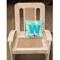 thumbnail image 2 of Letter W Flowers and Butterflies Teal Blue Fabric Decorative Pillow, 2 of 2
