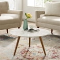 thumbnail image 2 of Pemberly Row 28" Round Top Modern Marble Coffee Table in White/Walnut, 2 of 3