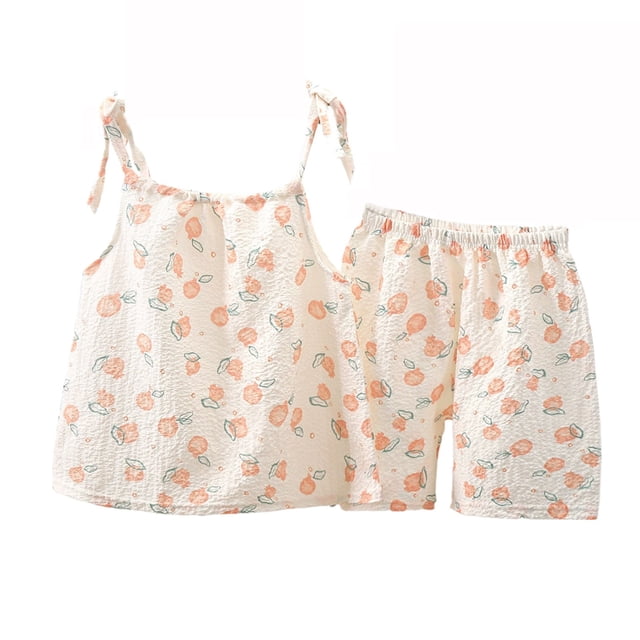 HVOBTTY Ensemble Décontracté 2 Pcs Sans Manches pour Filles, Imprimé Léopard d'Été, Manches Courtes, Col Rond, Beige, 110