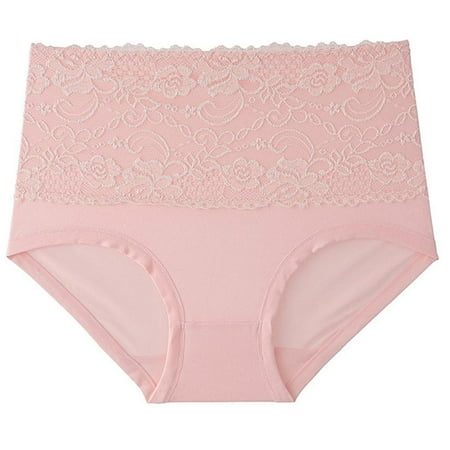 

Women s High Waisted Underwear Soft Breathable Panties Stretch Briefs Regular Lace Abdomen Underwear Pink M Size