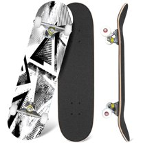 31'' Complete Skateboard 7 Layer Canadian Maple Double Kick Deck Skateboards Abstract chaotic geometric elements scuffed drops sprays Skate Board for Beginner Adult Gifts