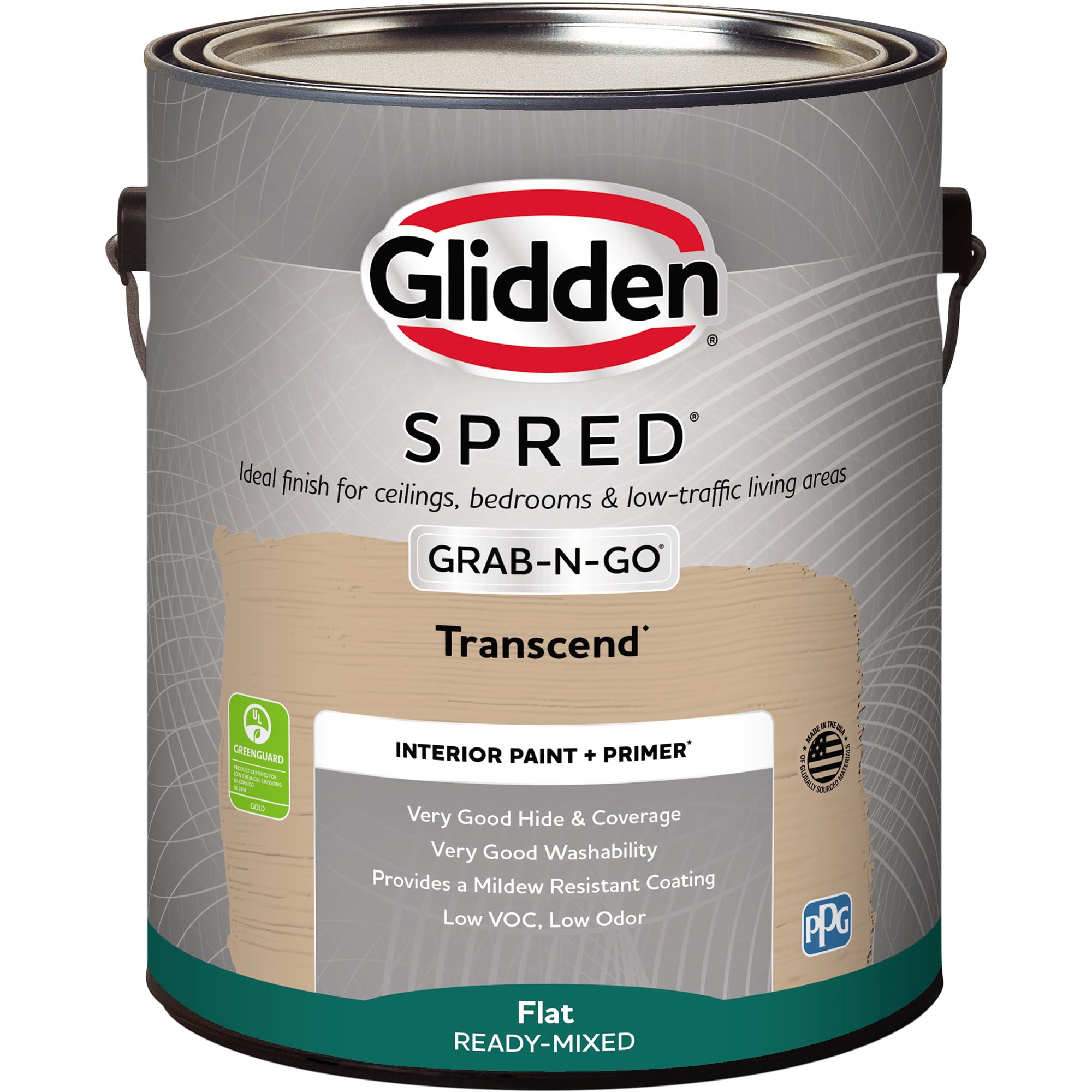 Glidden Spred Grab-N-Go Transcend / Tan, Flat Interior Paint with Primer, 1 Gallon