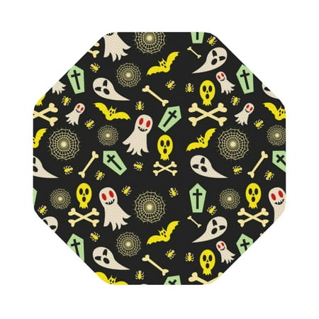 

Matuu cartoon Skull spider web for Cup Coasters Set of 6 Leather Coasters Desk Coasters for Office Measures 4” x 4” Octagon