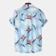 thumbnail image 5 of Hombres Casual Patchwork Botones Playa No posicionamiento Estampado Turndown Camisa de manga corta Blusa Pompotops oipoqjl47846, 5 of 9