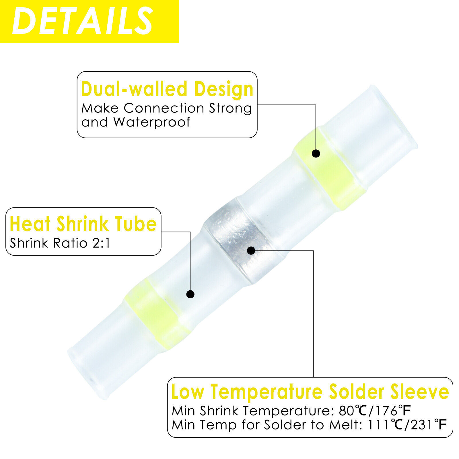 MIX 400 PCS Waterproof Solder Seal Sleeve Heat Shrink Wire Connector Terminals