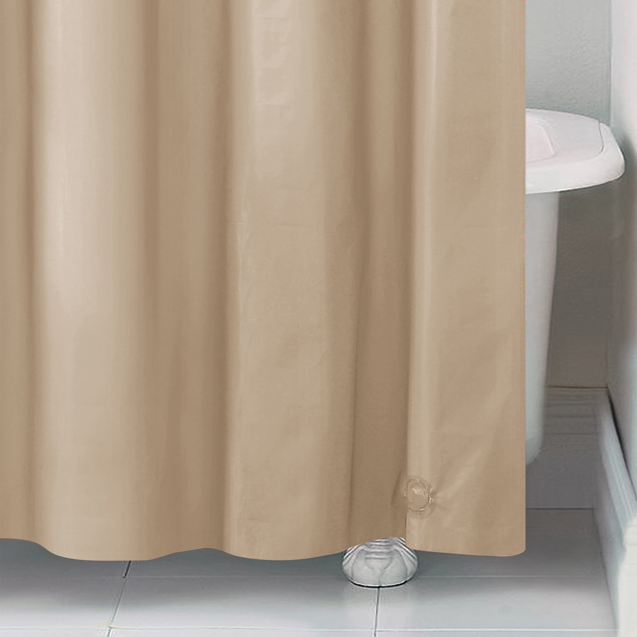 Beverly Hills Polo Club Solid Taupe 3-Gauge PEVA Shower Liner, 72" x 72"