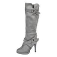 thumbnail image 5 of Rokment Stiletto High Heels Slouchy Knee High Boots for Women Ladies Fall Winter Fashion Casual Buckles Dress Pumps Wide Calf Tall Boots Grey Size 7, 5 of 6
