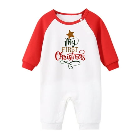 

WUXIAN Toddler Baby Christmas Outfit Girls Boys Romper Long Sleeve Bodysuit Jumpsuit Onesie Children Simple Dailywear