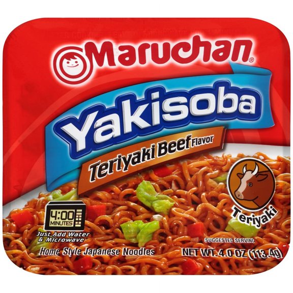 Maruchan Yakisoba Teriyaki Beef Flavor Noodles, 4 oz. (Pack of 6)