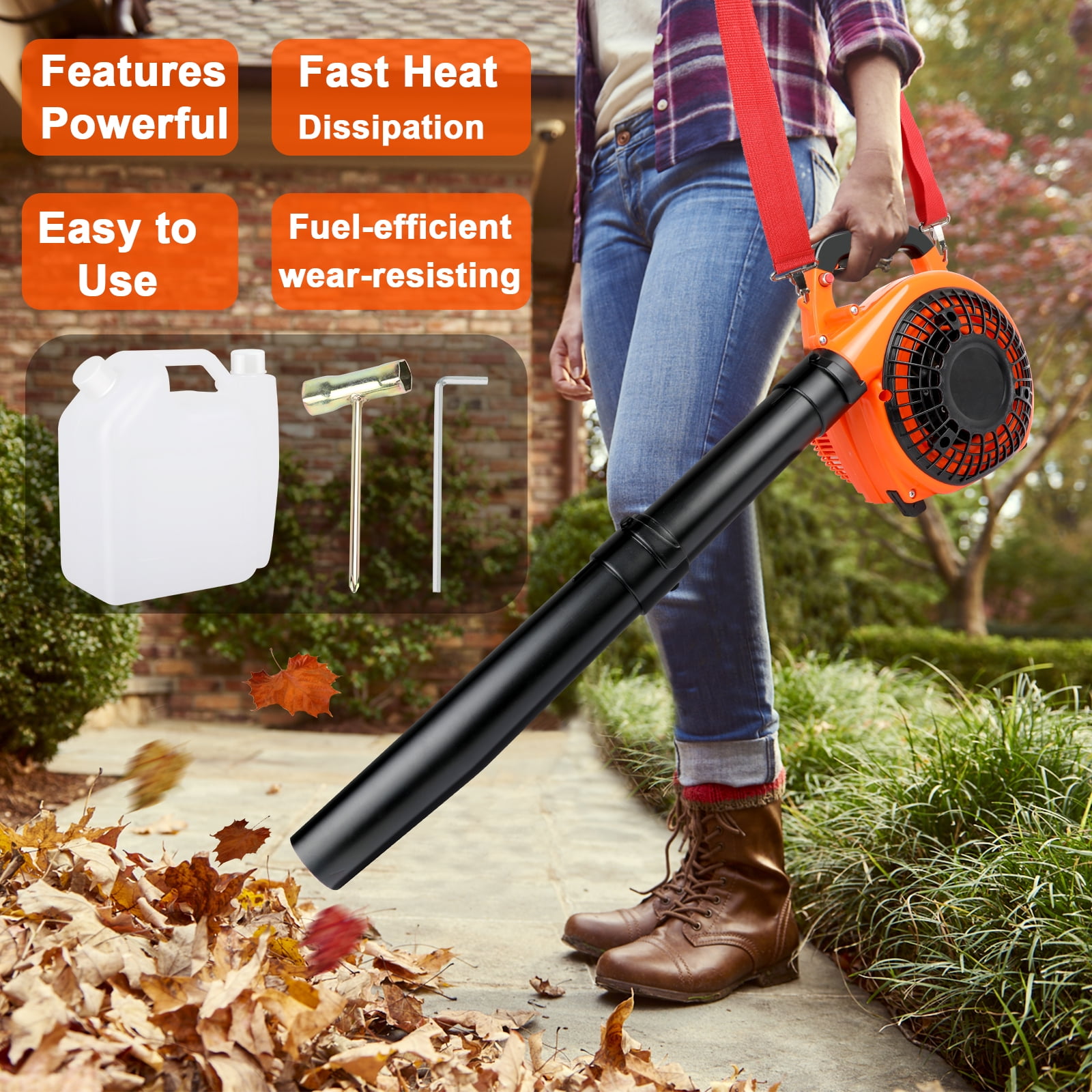 26cc Handheld Gas Leaf Blower, Powerful 2-Cycle Engine, 180 MPH 400 CFM, Lightweight Quick-Start for Lawn Care, Yard Debris & Light Snow