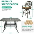 thumbnail image 3 of VIVIJASON 9-Piece Outdoor High Patio Dining Set, Free-Rust Cast Aluminum Patio Bar Table and Chairs Set with 8 Swivel Bar Stools & 64" Bar Height Dining Table for Backyard, Lawn, Garden, 3 of 8