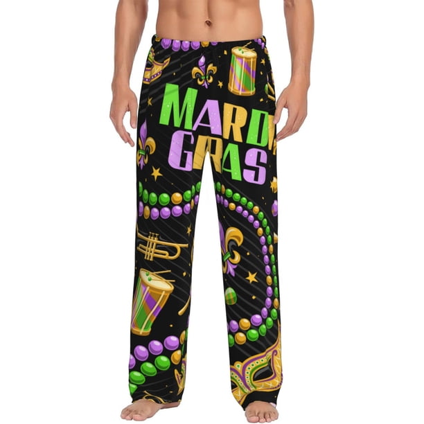 Balery Mardi Gras3 Pantalones de pijama para hombre, pijama ultraligero, pantalón de descanso-X-Large