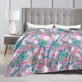 thumbnail image 4 of DouZhe Ultra-Soft Micro Fleece Lightweight Flannel Bed Blanket, Modern Pink Leopard Animal Print Cozy Warm Throw Blankets, 80"x60", 4 of 7