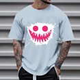 thumbnail image 2 of Dagegui Men's Graphic T-Shirts Summer Crew Neck Short Sleeve Tops Casual Loose Fit Tee Streetwear Soft Comfy Daily Shirts Light Blue XXXL, 2 of 4