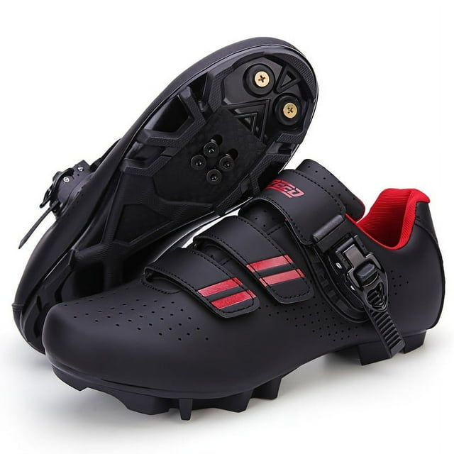 QJUHUNG Mens Lightweight Cycling Shoes - Advanced SPD Compatibility Ventilated Design for Mountain Bike Racing & Outdoor Adventures - Durable High-Performance