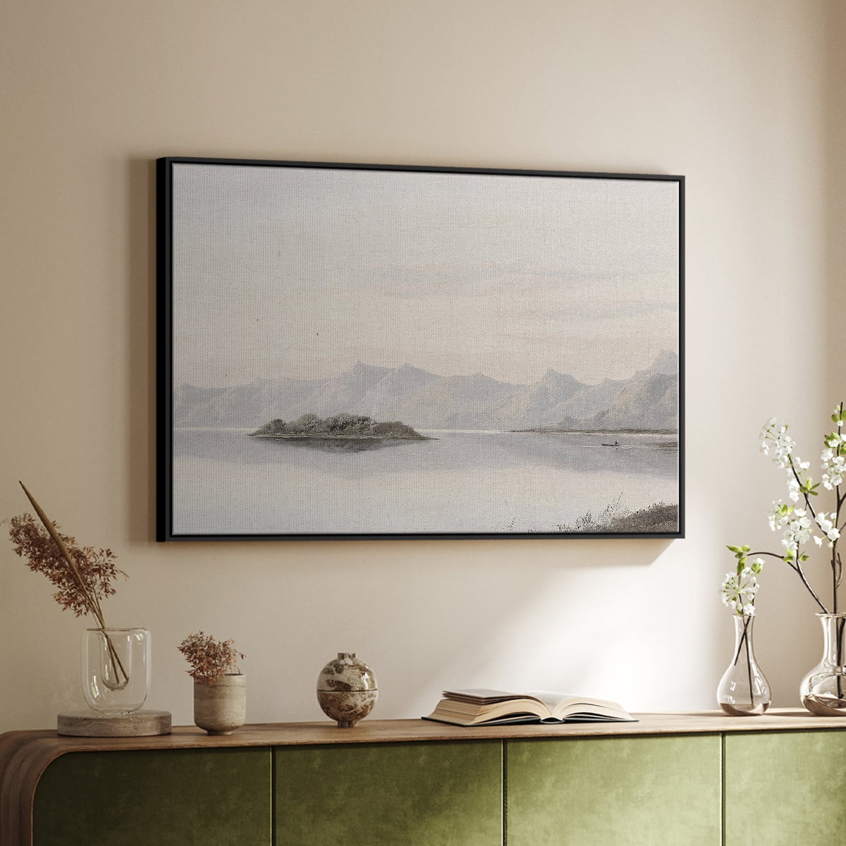 Vintage Landscape-CCCXXXVII By Wexford Home Framed in Black Wood Gallery Wrapped Canvas 25 in. x 37 in.