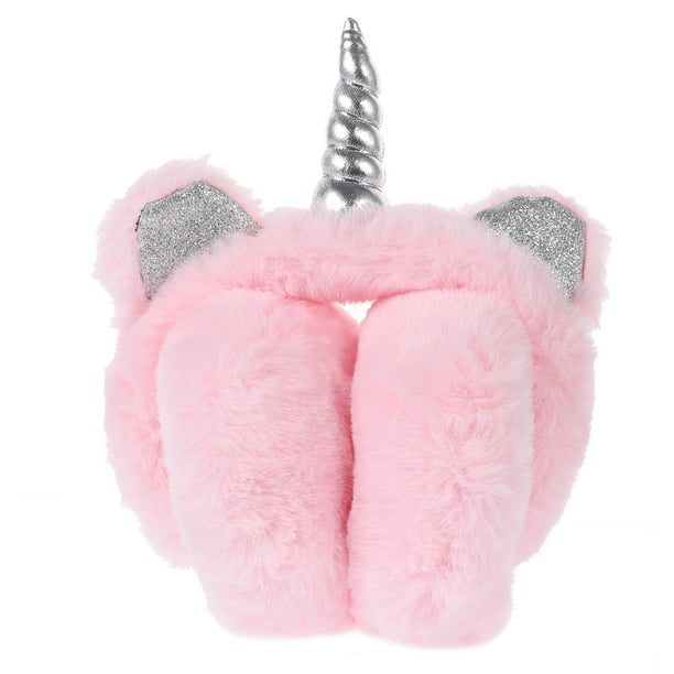EeaseMX Orejeras de peluche de cuerno de unicornio ajustables para invierno y otoño.