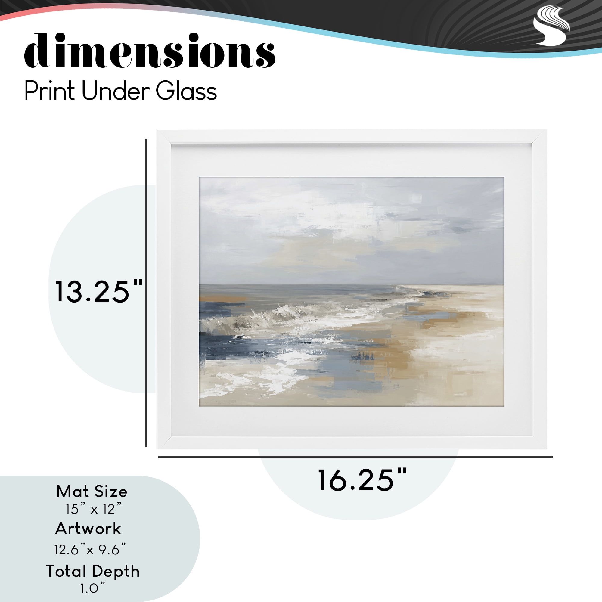 Stupell Industries Tranquil Beach in Neutrals White Framed Print Under Glass, design by Kim Curinga