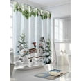 thumbnail image 3 of Christmas Snowman Shower Curtain Set ，Waterproof Fabric Shower Curtains Xmas Tree Snowflake Bird Winter Blue Board Shower Curtains for Bathroom,Bathroom Decor 36"x72", 3 of 6
