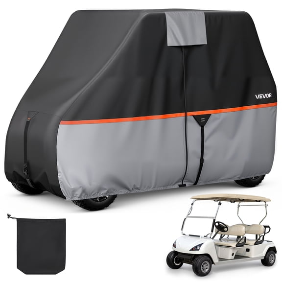 VEVOR Golf Cart Cover, Full Coverage 2 2/4 Passenger Golf Cart, 420D Waterproof Oxford Fabric Club Car Cover Fits Most Carts Club Car, Yamaha, EZGO, Honda, Silver-Coated Layer & Three Zipper Doors