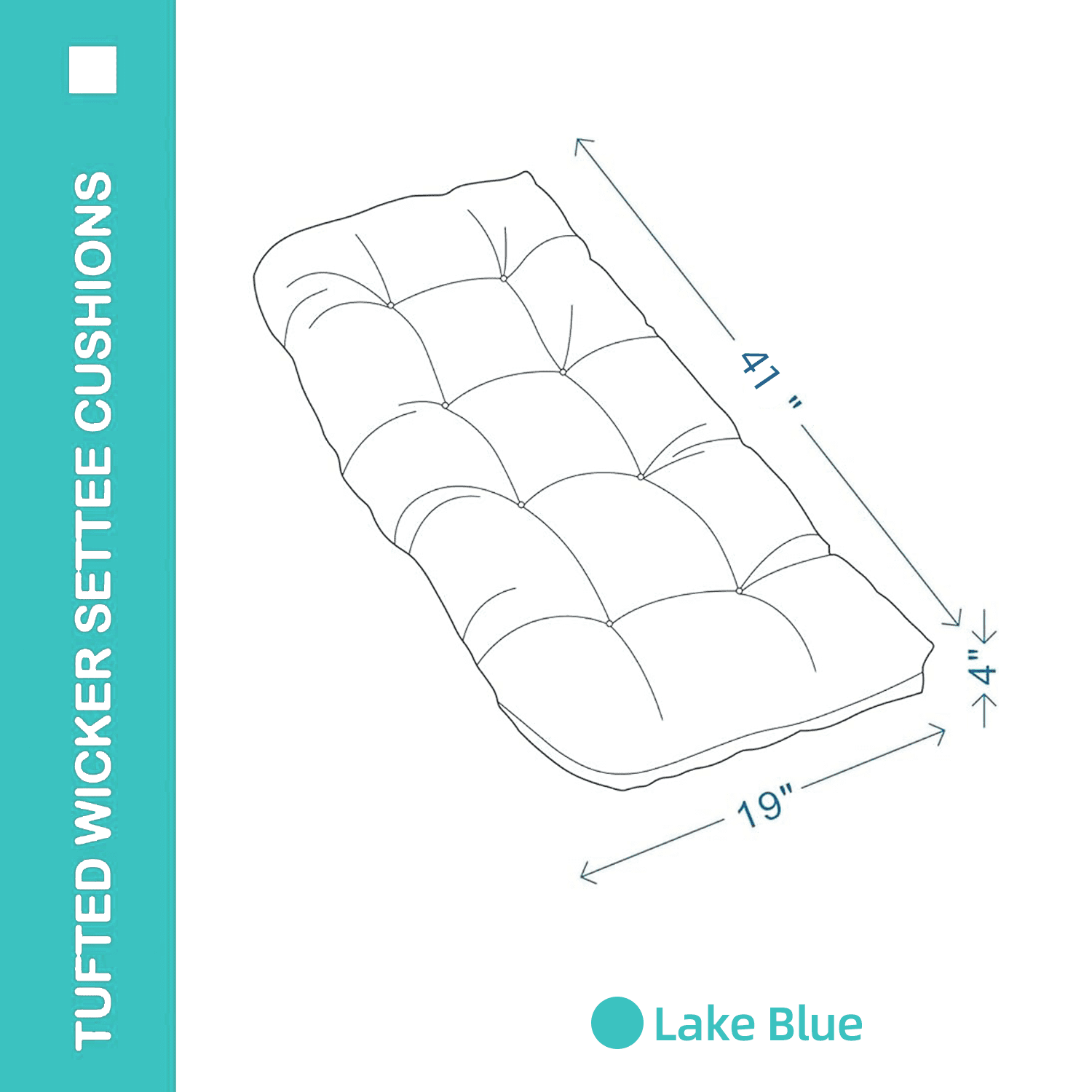 Tufted Wicker Loveseat Cushion, 41" x 19", Outdoor, 1 Count