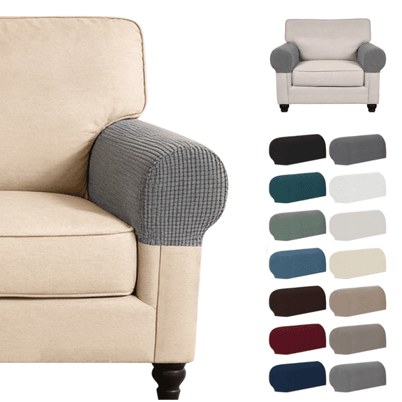 2Pcs Stretch Sofa Armrest Covers Textured Elastic Arm Caps Anti Slip Furniture Protector for Couch Arm Decoration