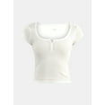 thumbnail image 5 of No Boundaries Cotton Henley Tee, Women's, 5 of 5