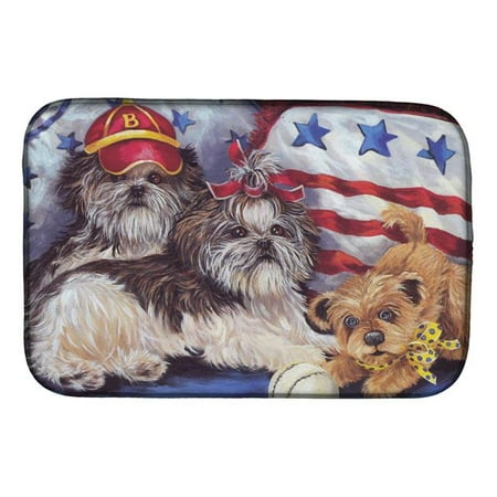 

Carolines Treasures 14 x 21 in. Shih Tzu Americana Sweethearts Dish Drying Mat