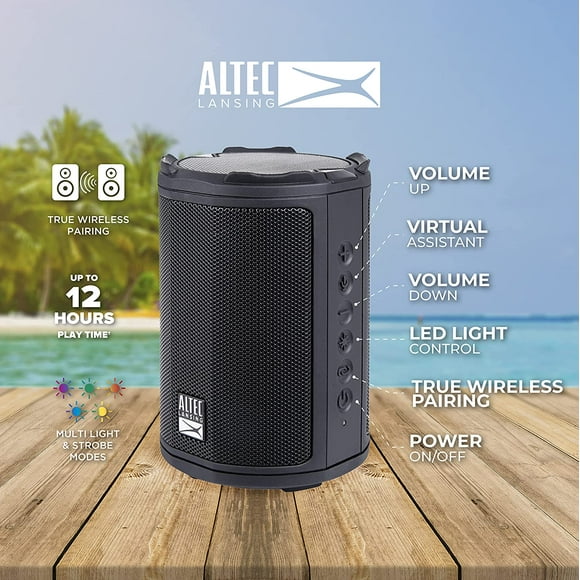 bocina altec lasing sonido resistente al agua,360 Grados, portátil, 12 horas de reproducción