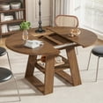thumbnail image 5 of Extendable Round Dining Table for 4, Modern Oval Kitchen Dining Table with Storage Shelf, Dinner Table for Living Room, Walnut, 5 of 7