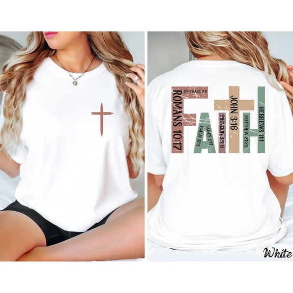"Faith-Inspired 'Romans 10:17' & 'John 3:16' Graphic Tee - Comfort Colors Style Christian Bible Verse Shirt"