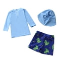 thumbnail image 2 of WERYOUNG Boy's Swimsuit Sets Long Sleeve Crewneck Cartoon Dinosaur Print Swim Shirts And Shorts With Hat Kids 3 Piece Swimwear Swimming Pool Versatile Cozy Toddler Beachwear, 2 of 2