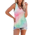 thumbnail image 2 of HAPIMO Women's Summer Tank Tops V-Neck Blouse Tie Dye Print Tops Casual Loose Fit Camis Vest Daily Camisole Sleeveless Shirts for Girls Discount Green L, 2 of 8