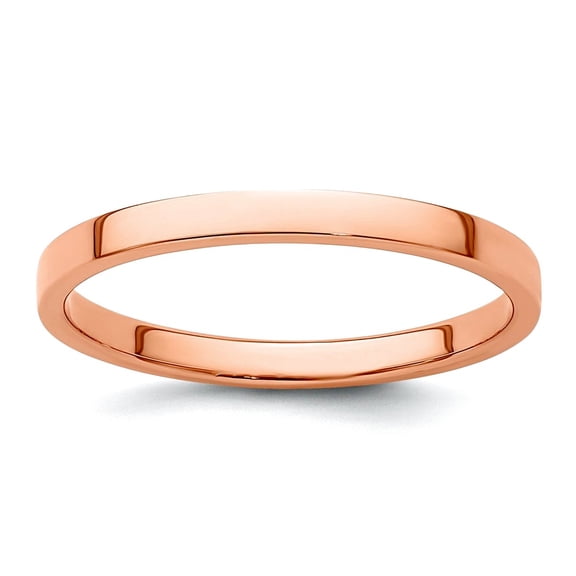 14k Rose Gold 2mm Ltw Flat Band Ring Size 6.5 Ring for Women and Men - 1.5 Grams