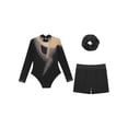 thumbnail image 4 of Miutii Kids Girls 3 Piece Gymnastics Leotards Dance Bodysuit Tumbling Outfits Figure Skating Costume A Black 8, 4 of 5