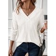 thumbnail image 2 of Remera PRETTYGARDEN XX-L de Punto Canalé con Cuello en V Blanca, 2 of 5