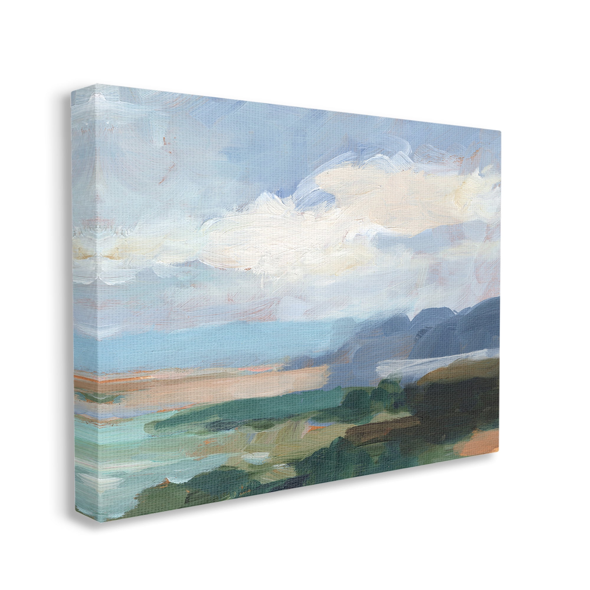 Stupell Industries Traditional Cloudy Beach Landscape Painting Gallery Wrapped Canvas Art Print Wall Art, 48 x 36