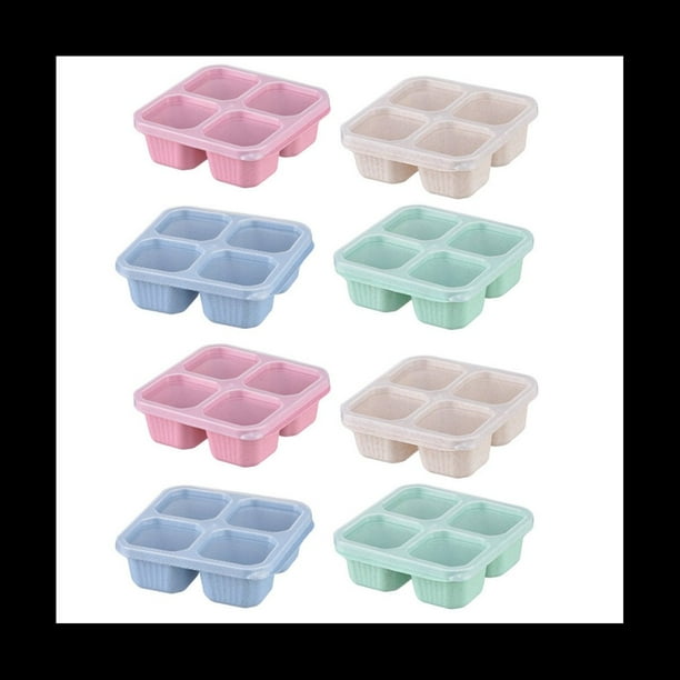 Contenedores para Refrigerios Reutilizables 4 Compartimentos Divididos Caja de Refrigerios Bento Recipientes para PreparacióN de Comidas con Refrigerios, Frutas, Nueces y Dulces