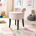 thumbnail image 2 of SAFAVIEH Georgia Contemporary Glam Upholstered Vanity Stool, Blush Pink/Espresso, 2 of 7