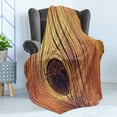 thumbnail image 4 of Rustic Soft Flannel Fleece Throw Blanket, Life Tree Concept with Divided Core Macro Circles Habitat Natural Wonder Growth Photo, Cozy Plush for Indoor and Outdoor Use, 70" x 90", Brown, by Ambesonne, 4 of 5