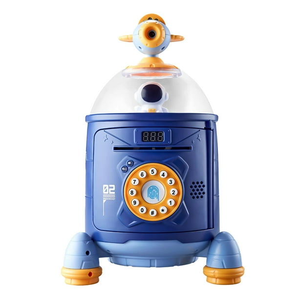 Rocket Piggy Bank Development Toy Rocket Shape Money Bank para niños con contraseña Azul