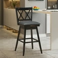 thumbnail image 4 of Gymax Set of 2 Barstools Swivel Bar Height Chairs with Rubber Wood Legs Black, 4 of 10
