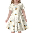 thumbnail image 1 of Toimothcn Robes d'Été pour Filles Manches Courtes Mignonnes Abeille Imprimé Floral Robe Douce Ample Fête Princesse Robes Confortables pour Usage Quotidien, 1 of 5
