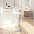 thumbnail image 3 of Merrick Lane Set of Two Swivel Bar Stools in White Vinyl with Vertical Stitched Back and Adjustable Chrome Base with Footrest, 3 of 15