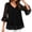 Black#210, variant on Womens V Neck Bell Sleeve Chiffon Blouse Ruffle Layered Hem Dressy Tunic Tops