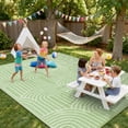 thumbnail image 4 of Lahome Decor 8’X10’ Rainbow Outdoor Rug for Patio,Beach Mats Waterproof, Camping Rug for Outside RV, Portable Plastic Straw Outdoor Area Rug for Backyard, Garden, Pool Deck,Green, 4 of 9