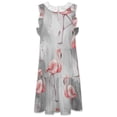 thumbnail image 4 of Flamingo Pattern Print Women's Fashion Casual Dress Summer Stand Up Collar Ruffles Sleeve Dress Elegant Dresses, 4 of 4
