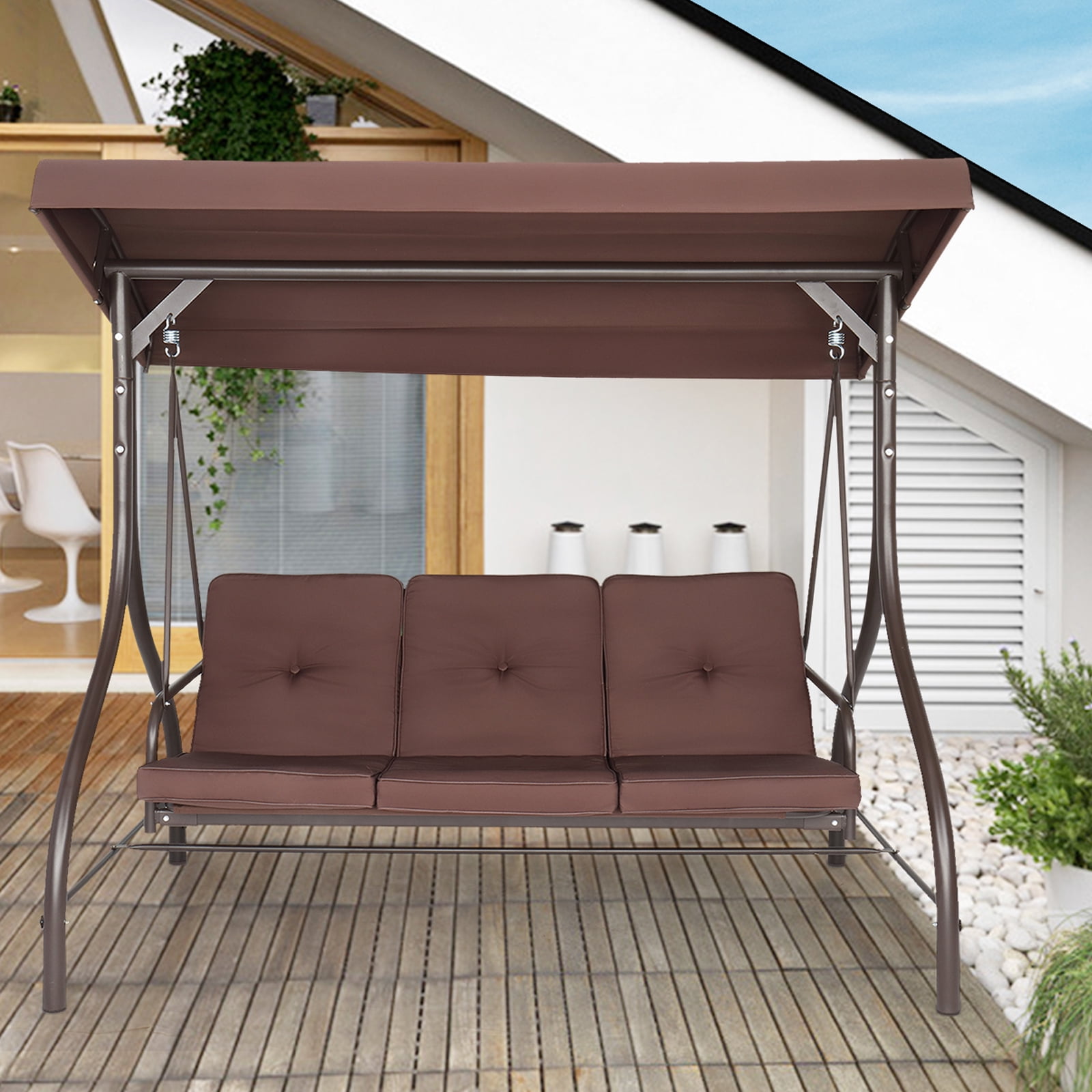 Sesslife Patio Swings with Canopy, 3Seater Outdoor Canopy Swing for