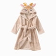 thumbnail image 4 of zuwimk Boys Robe Kids Hooded Fleece Bathrobe Flannel Pajamas Soft Sleepwear Girls Robes Plush Bathrobes(Khaki,1-2 Years), 4 of 9